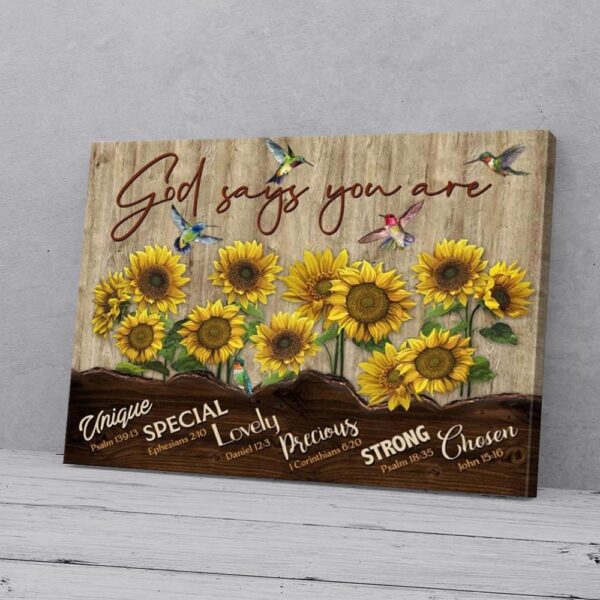God Says You Are Special Sunflower Hummingbird Canvas Wall Art