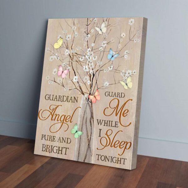 Guardian Angel Pure And Bright Flowers Colors Butterflies Canvas Wall Art