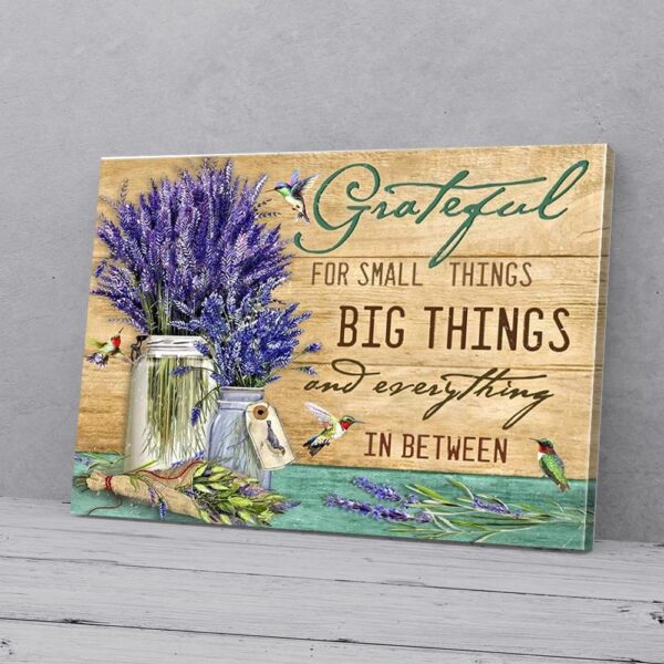 Grateful For Everything Lavender Hummingbird Canvas Wall Art