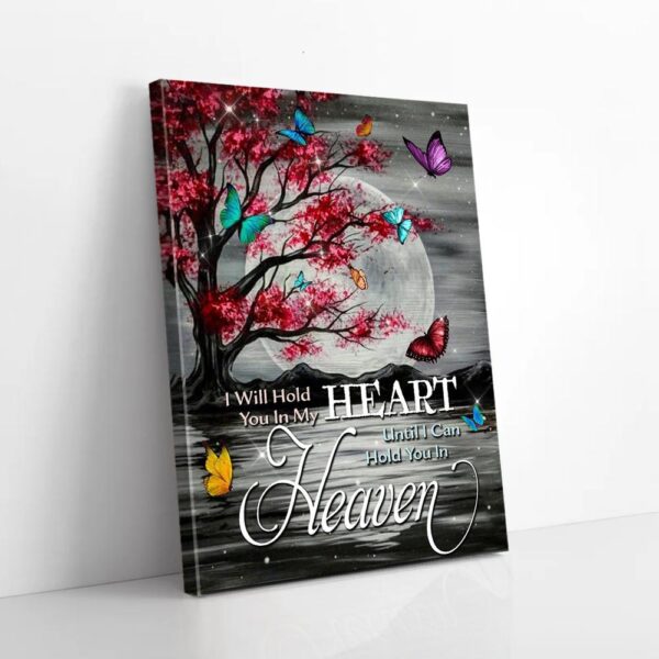 I Will Hold You In My Heart Red Tree Butterfly Canvas Wall Art