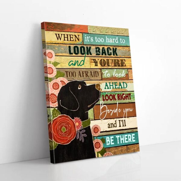 Flower Black Labrador Canvas Wall Art