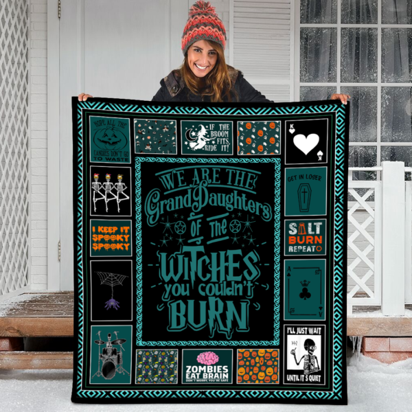 Halloween Witchcraft Occult Witches Wicca Cyan Color Fleece Sherpa Blanket