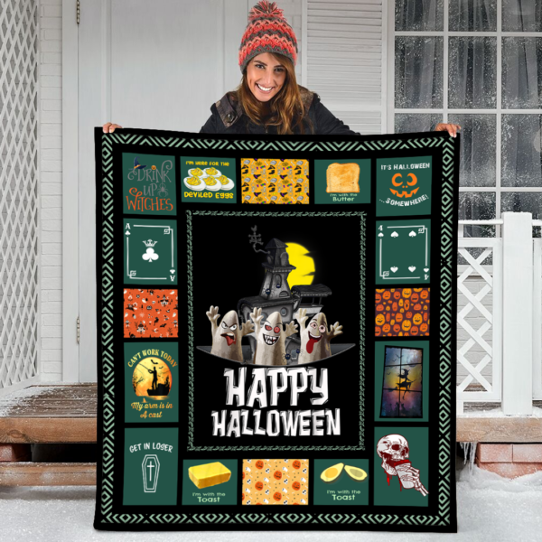 Halloween Funny Happy Party Fleece Sherpa Blanket