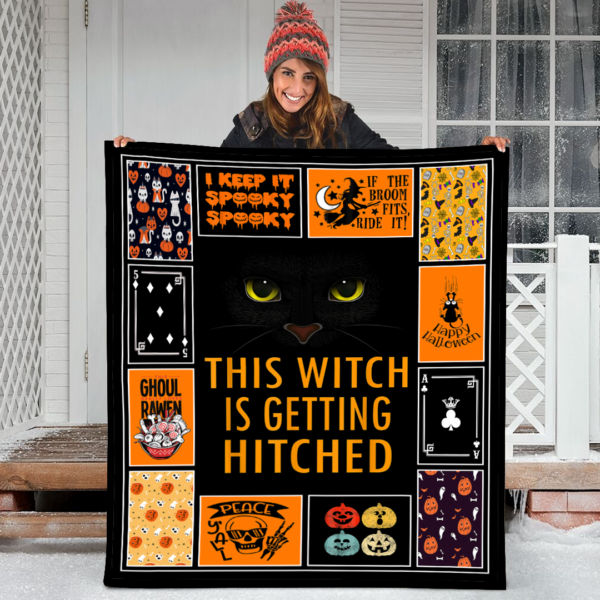 Halloween This Witch Is Getting Hitched Funny Women 2 Fleece Sherpa Blanket