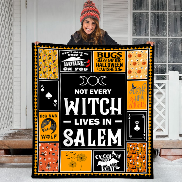 Halloween Not Every Witch Lives In Salem Fleece Sherpa Blanket