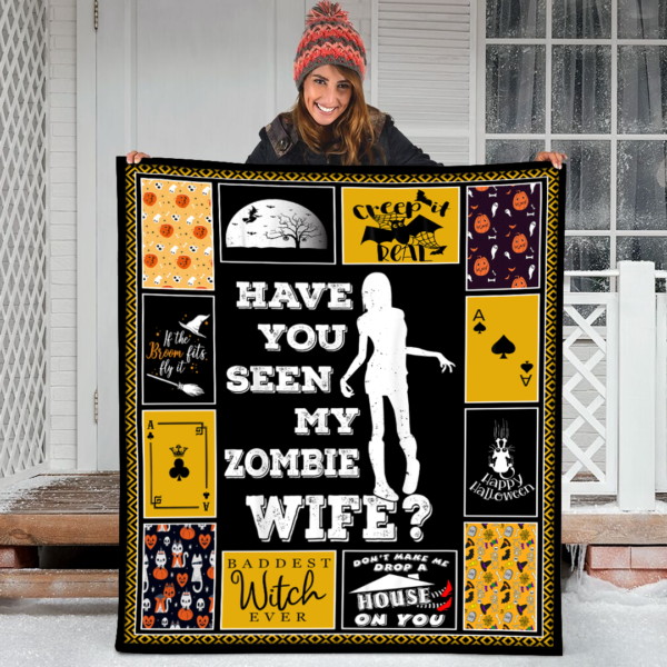 Halloween Have You Seen My Zombie Wife Fleece Sherpa Blanket