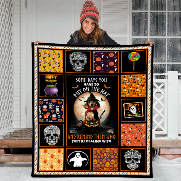 Halloween Some Days You Have To Put On The Hat Dog 2 Fleece Sherpa Blanket
