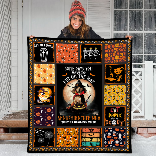 Halloween Some Days You Have To Put On The Hat Dog Fleece Sherpa Blanket