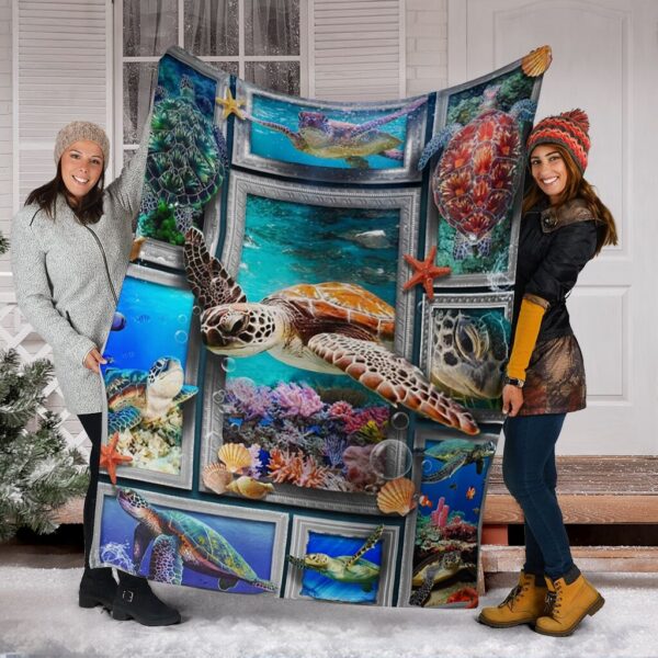 Sea Turtle Fleece Sherpa Blanket