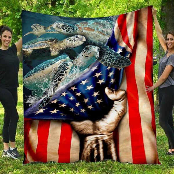 Sea Turtles 3D Printed American Flag Blanket