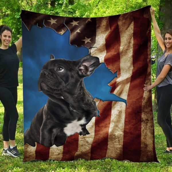 French Bulldog American Flag Blanket