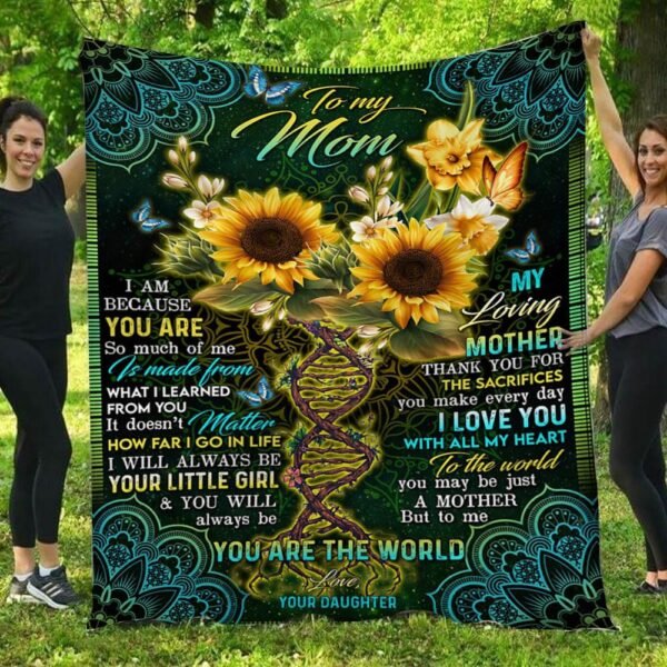I Love You With All My Heart Sunflowers DNA Daughter To Mom Blanket