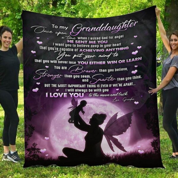I Love You To The Moon And Back Fairy Grandma & Granddaughter Blanket