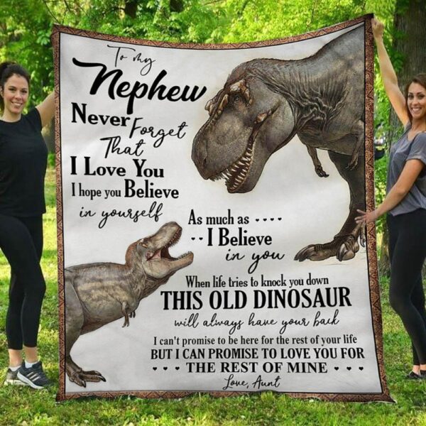 Never Forget That I Love You Dinosaur Aunt & Nephew Blanket