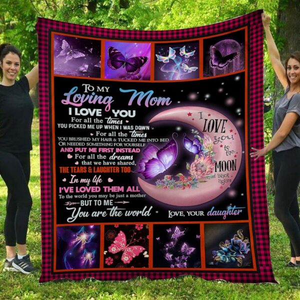 I Love You To The Moon And Back Again Butterfly Daughter & Mom Blanket