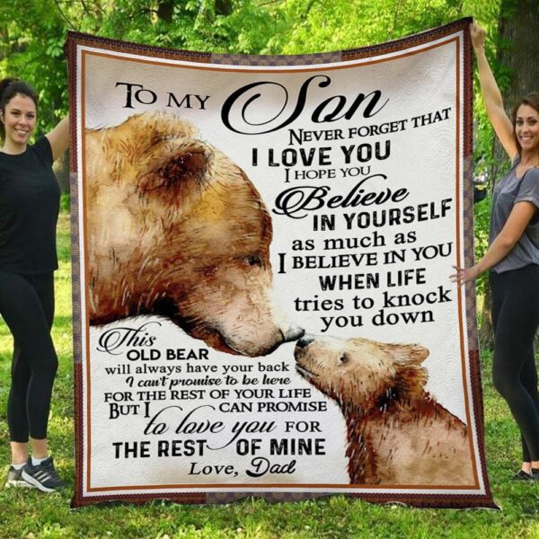 Never Forget That I Love You Bear Dad & Son Blanket