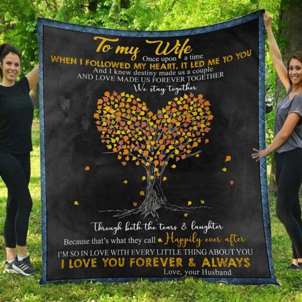 I Love You Forever & Always Heart Tree Love Husband To Wife Blanket