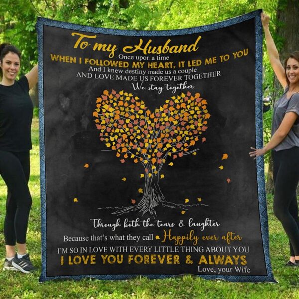 I Love You Forever & Always Tree Heart Wife To Husband Blanket