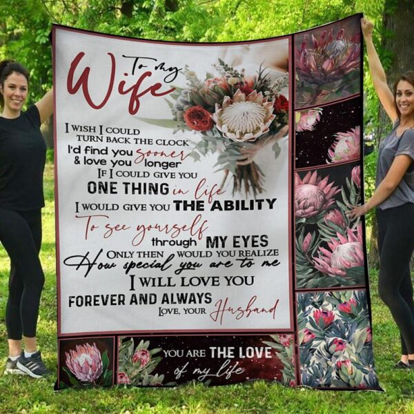 I Will Love You Forever & Always Protea Husband To Wife Blanket
