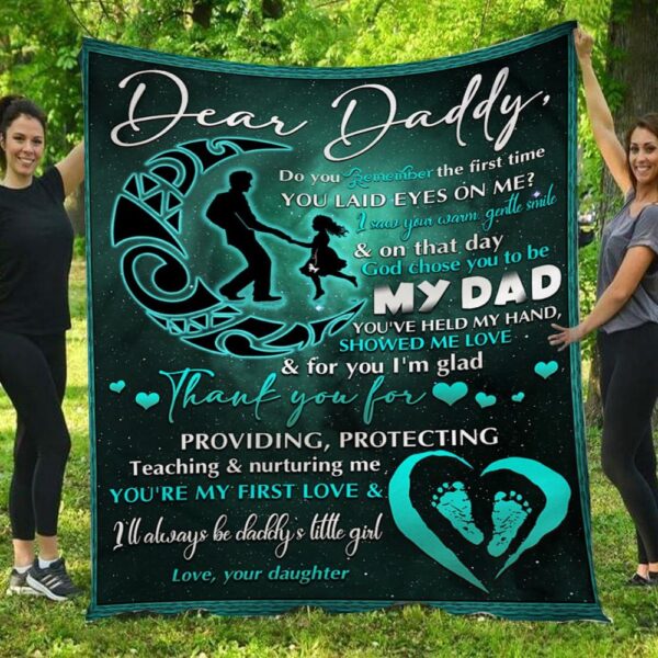 Dear Daddy Proud And Thank You Hippie Little Daughter Fleece Blanket