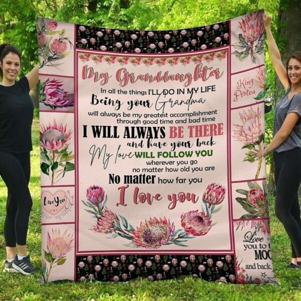 No Matter How Far You I Love You Protea Grandma Granddaughter Blanket