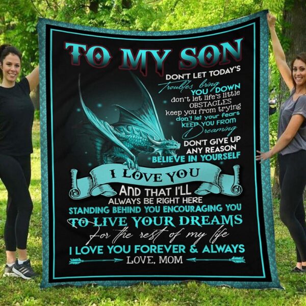 I Love You Forever & Always Dragon Mom To Son Blanket