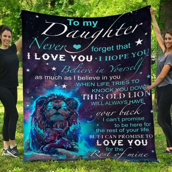 To My Daughter I Love You Love Dad Old Lion Hippie Full Fleece Blanket