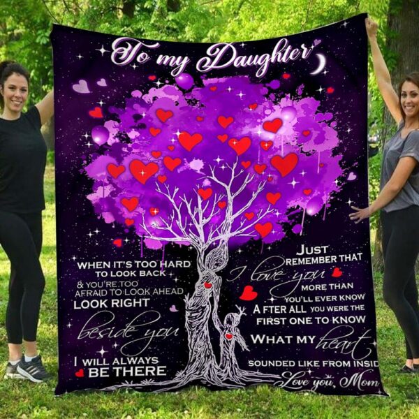 To My Daughter I Will Always Be Here Hippie Purple Tree Fleece Blanket