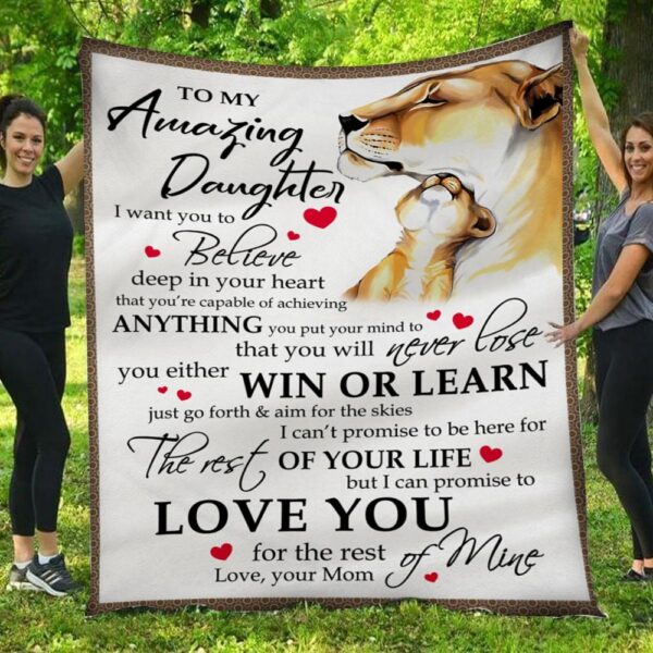 To My Amazing Daughter Love You Mom Leona Vintage Fleece Blanket