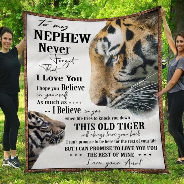 To My Nephew I Love You Love Tiger Aunt Full Printing Fleece Blanket