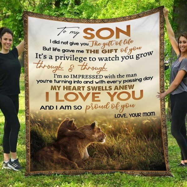 Gift For Son From Mom Lion Fleece Blanket
