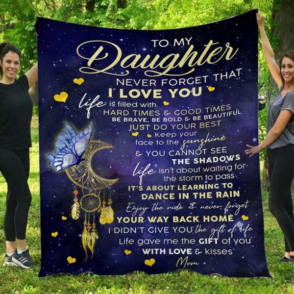 To My Daughter I Love You Love Mom Full Dreamcatcher Fleece Blanket