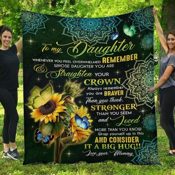 To My Daughter Consider It A Big Hug Love Mommy Hippie Fleece Blanket