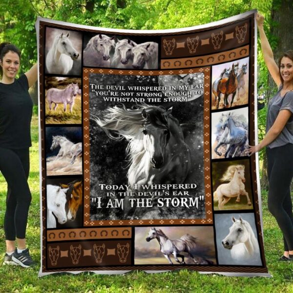 I Am The Storm White Horse Blanket