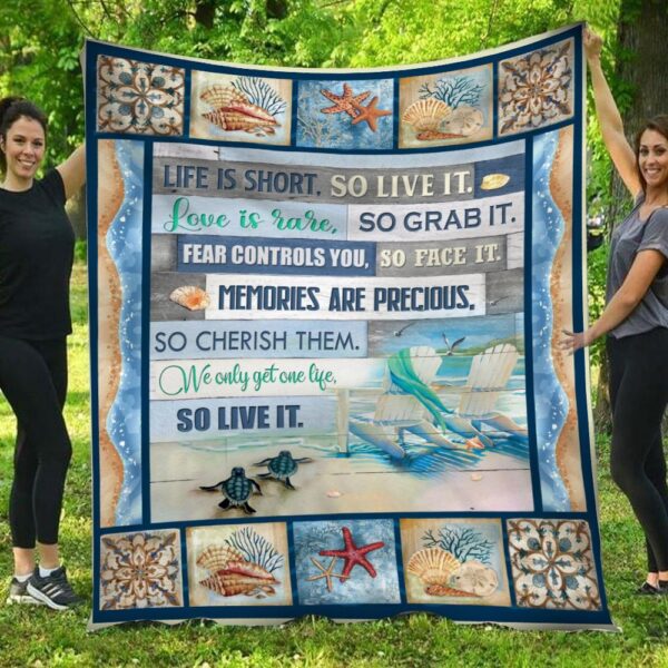 Life Is Short So Live It Sea Turtle Blanket