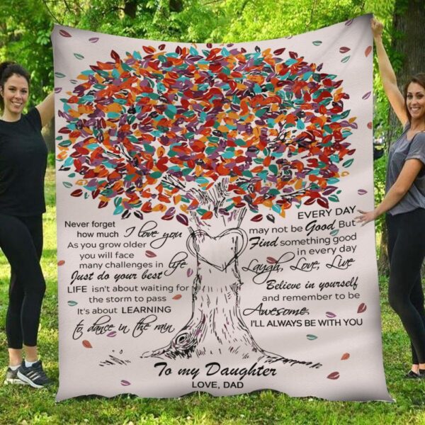 To My Daughter Dance In The Rain Colorful Tree Dad To Daughter Blanket