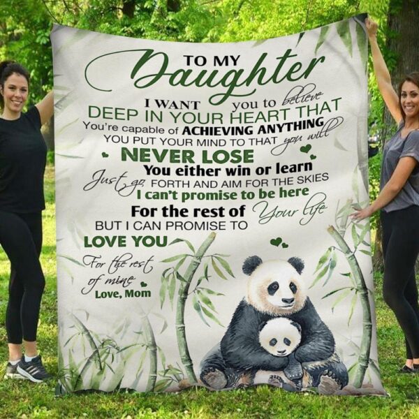 To My Daughter I Promise That I Love You Forever Panda Mom Blanket