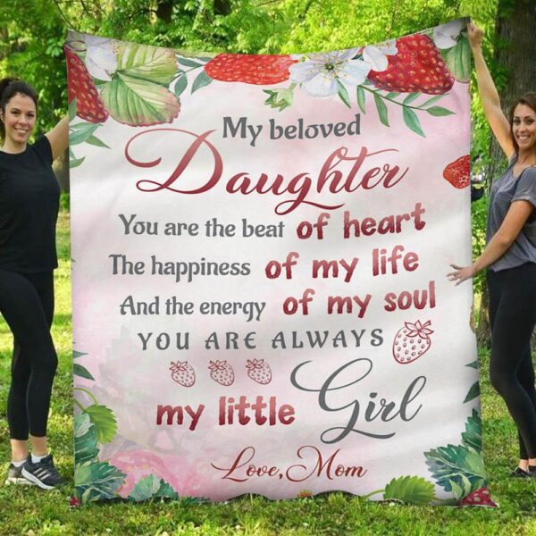 My Beloved Daughter Strawberry Mom & Daughter Pink Blanket