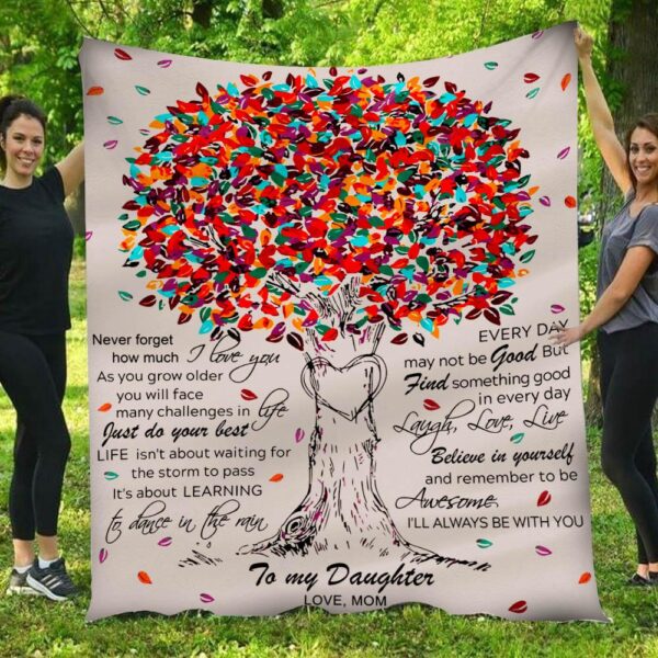 Mom To Daughter Dance In The Rain Colorful Tree Blanket