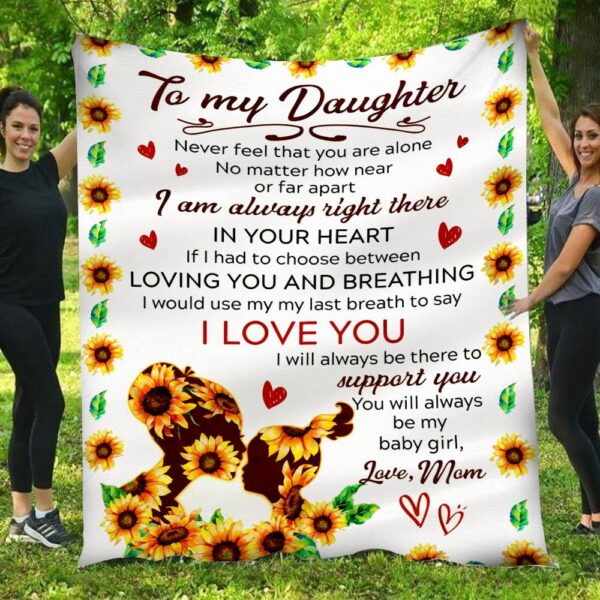 To My Daughter In Your Heart Sunflower Mom & Daughter Blanket
