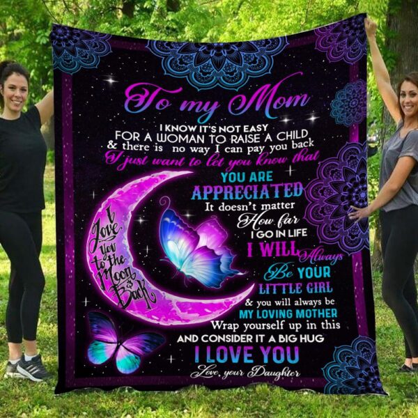 I Love You To The Moon & Back Daughter To Mom Blanket