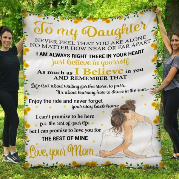 To My Daughter Love Your Mom Full Printing Flower Fleece Blanket