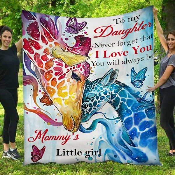To My Daughter I Love You Giraffe Mommy & Daughter Blanket