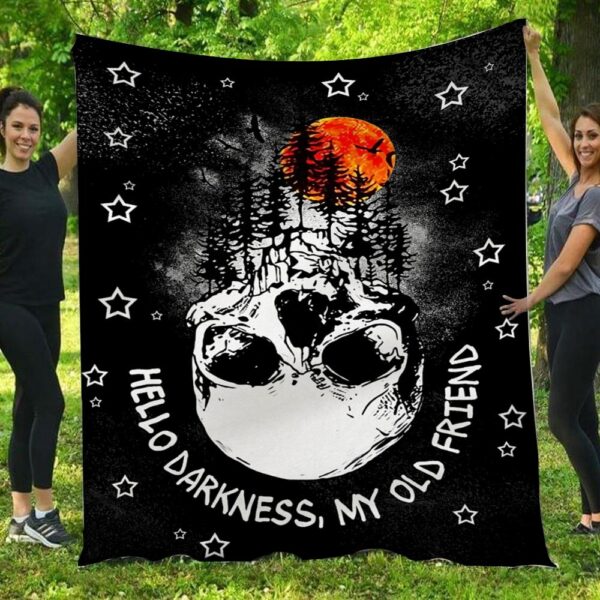 Hello Darkness My Old Friend Skull Red Moon Blanket