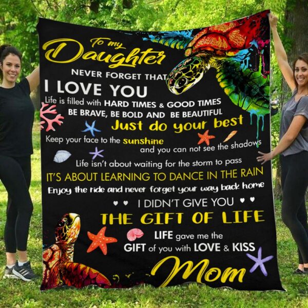 To My Daughter Just Do Your Best Turtle Mom & Daughter Blanket