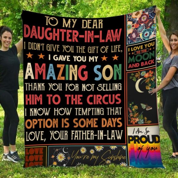 To My Dear Daughter In Law Flowers Father Blanket