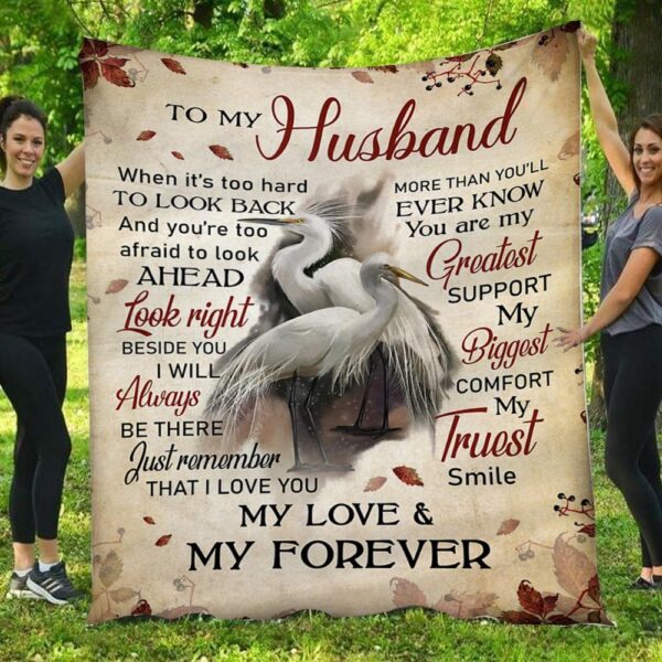 To My Husband When It's Too Hard To Look Back Swan Love Blanket