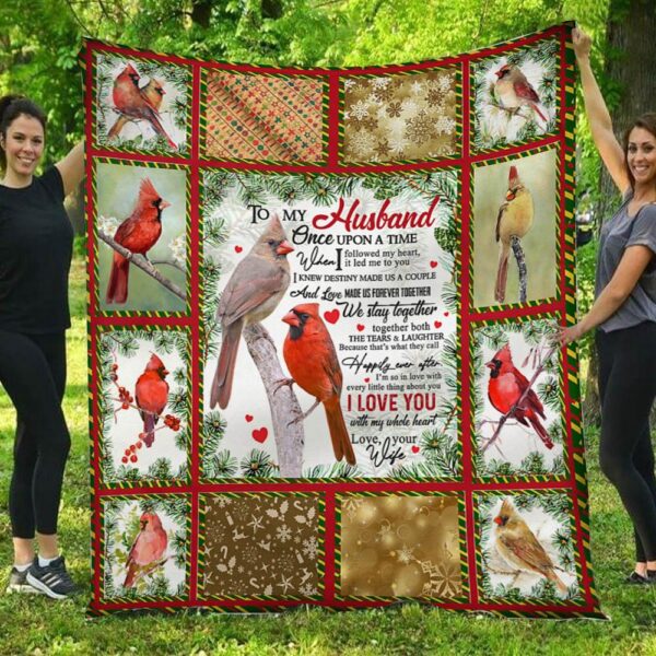 I Love You With My Whole Heart Red Bird Love Wife To Husband Blanket