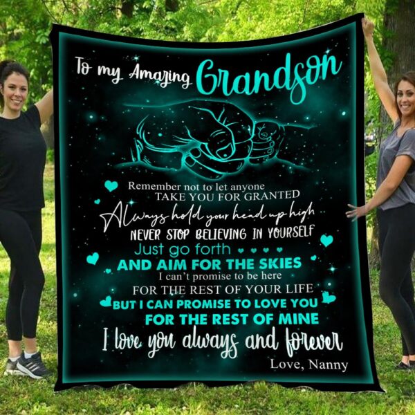 To My Amazing Grandson Love You Love Nanny Full Hippie Fleece Blanket PAN19293