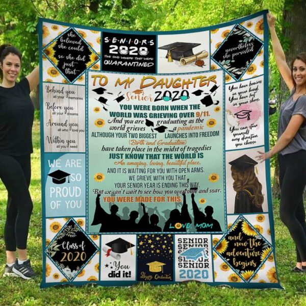 To My Daughter Senior 2020 Sunflower Mom To Daughter Blanket